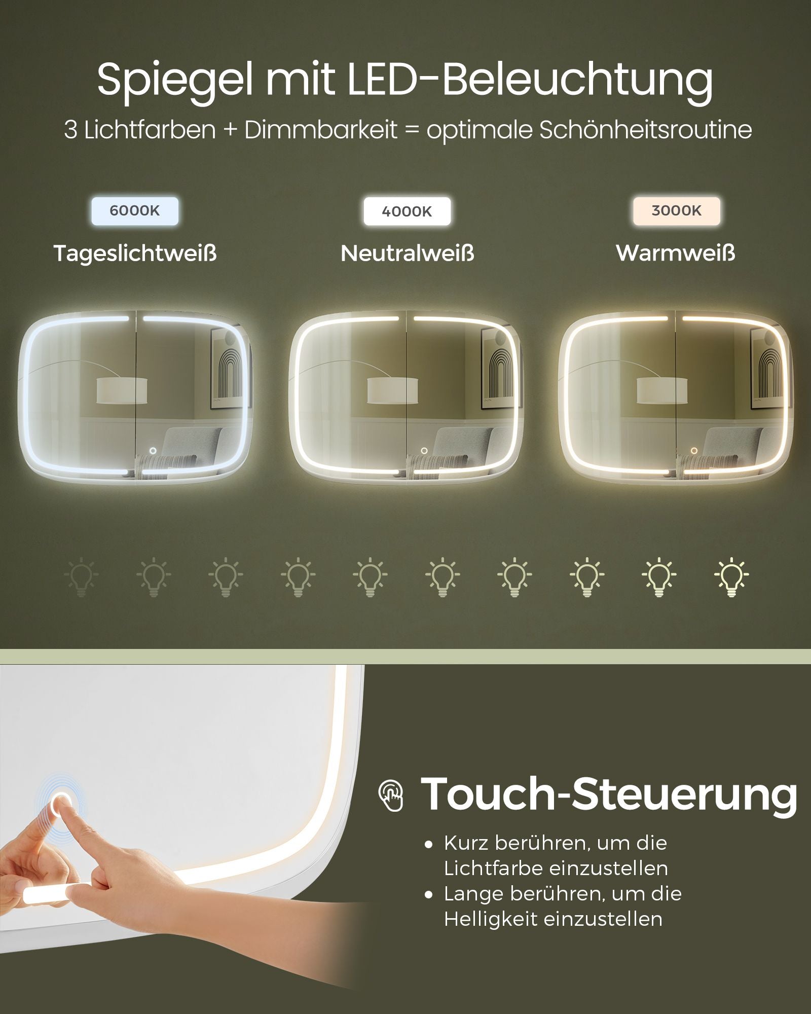 Spiegelschrank - mit Tintenschwarzbeleuchtung