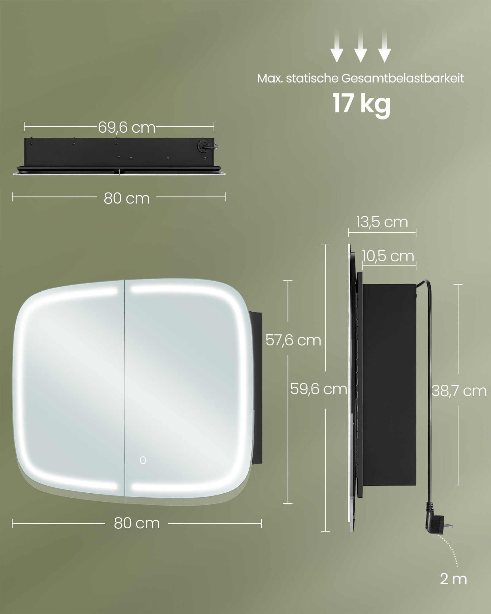 Spiegelschrank - mit Tintenschwarzbeleuchtung