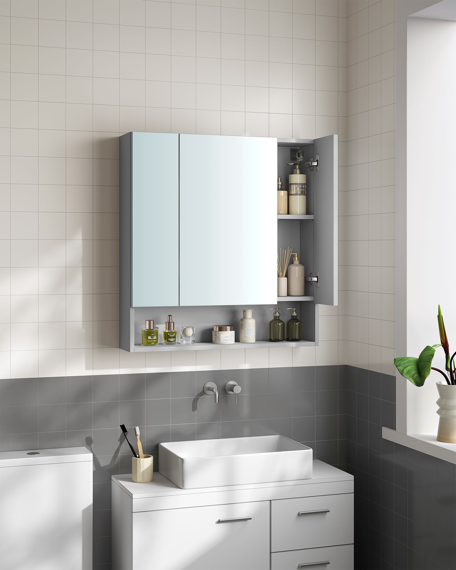 Badezimmermöbel - mit 3 Türen - 16,5 × 70 × 75 cm