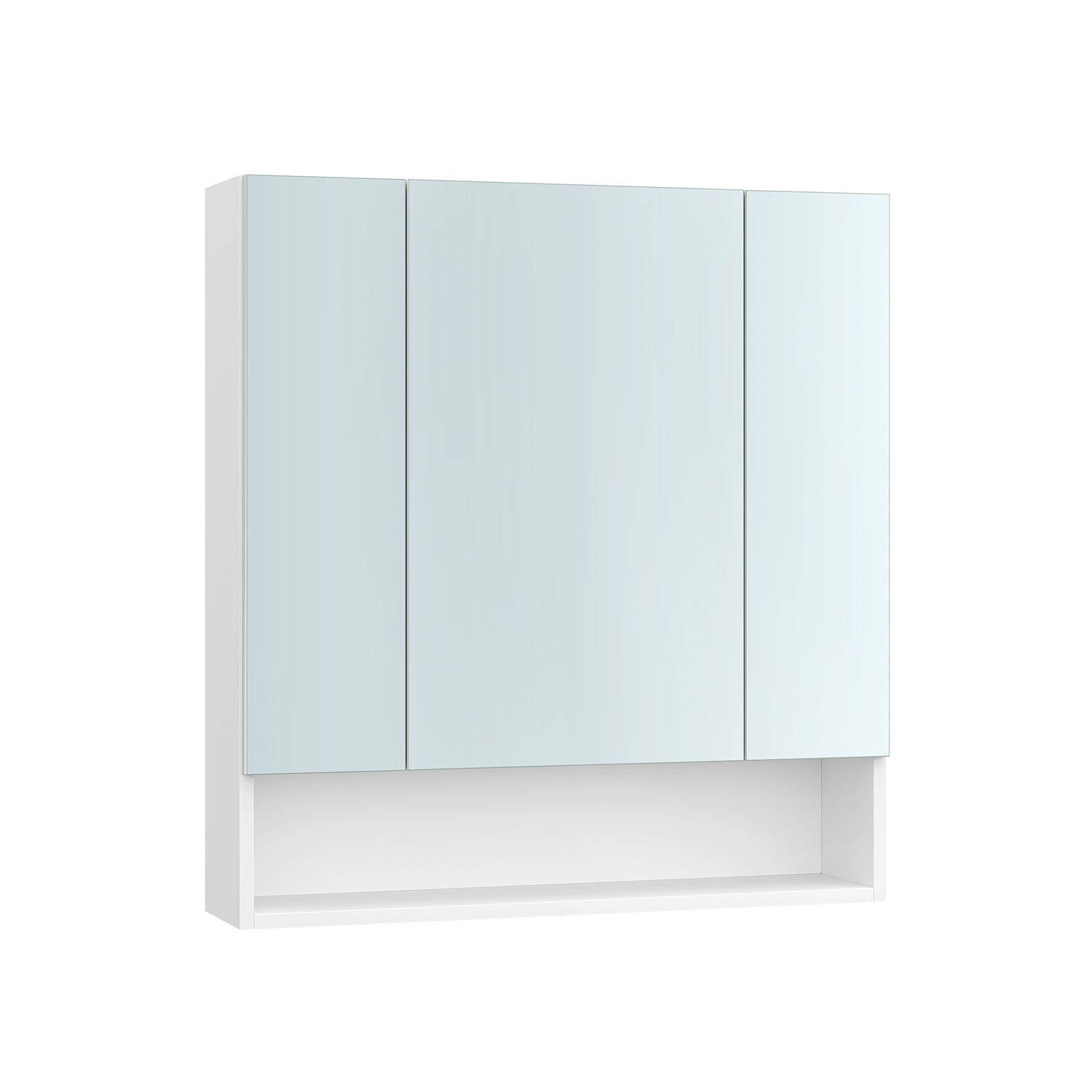Badezimmerschrank - mit 3 Türen - 16,5 × 70 × 75 cm - Wolkwit