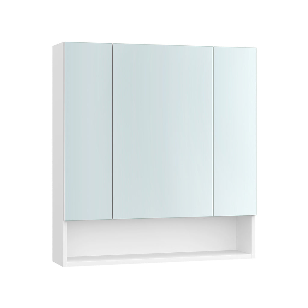 Badezimmerschrank - mit 3 Türen - 16,5 × 70 × 75 cm - Wolkwit
