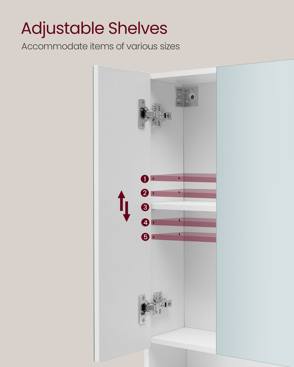 Badezimmerschrank - mit 3 Türen - 16,5 × 70 × 75 cm - Wolkwit
