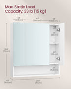 Badezimmerschrank - mit 3 Türen - 16,5 × 70 × 75 cm - Wolkwit