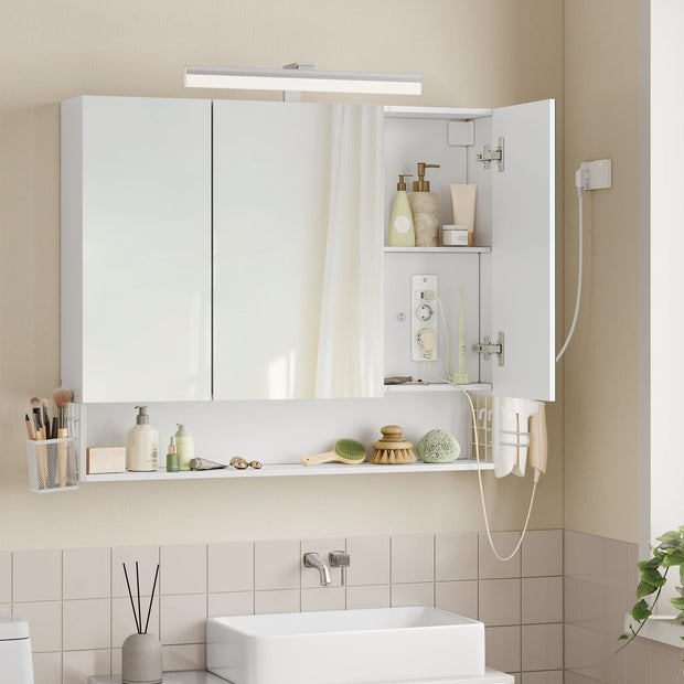 Badezimmermöbel mit 3 Türen - 16,5 x 90 x 75 cm - bewölktes Weiß