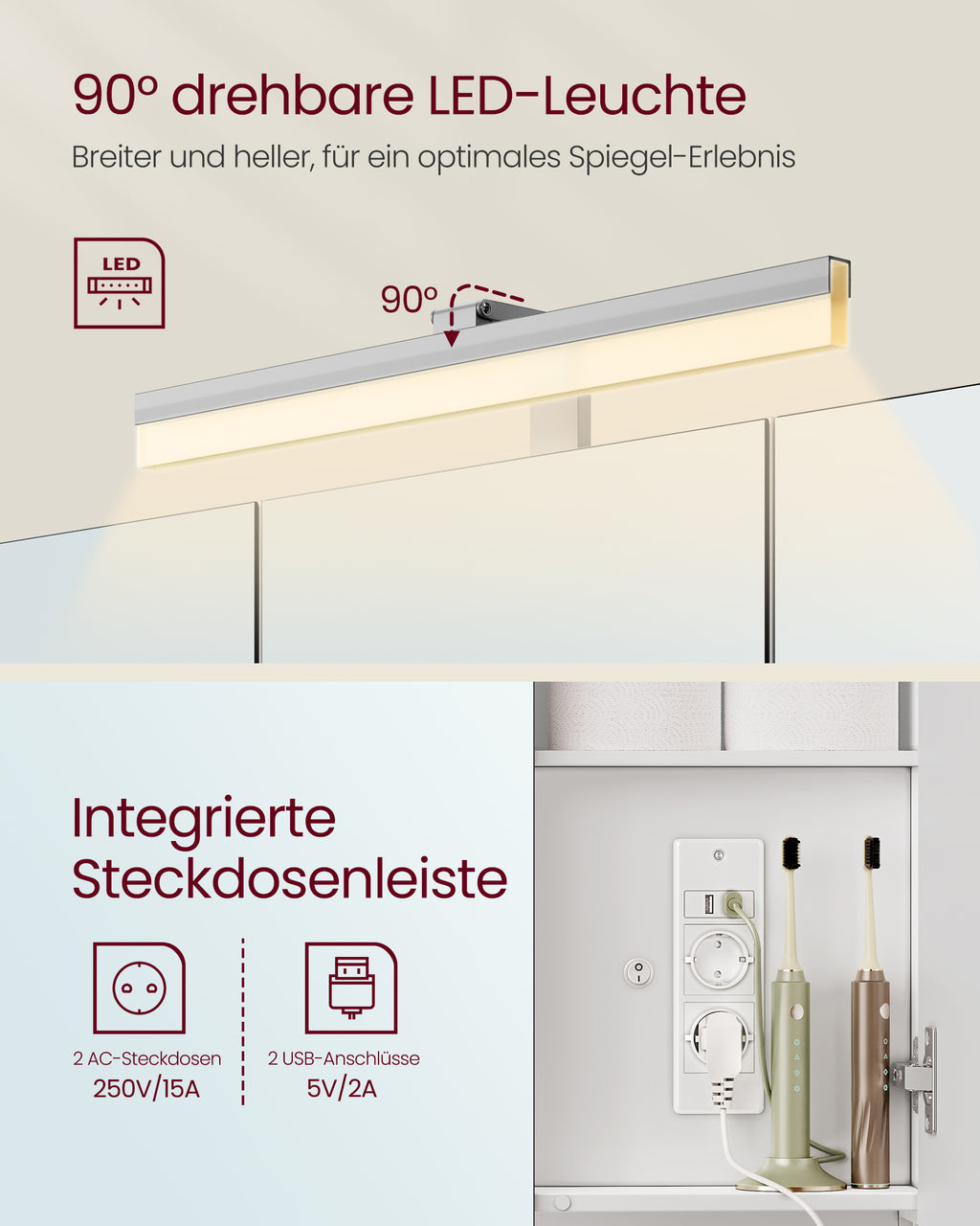 Badezimmermöbel mit 3 Türen - 16,5 x 90 x 75 cm - bewölktes Weiß