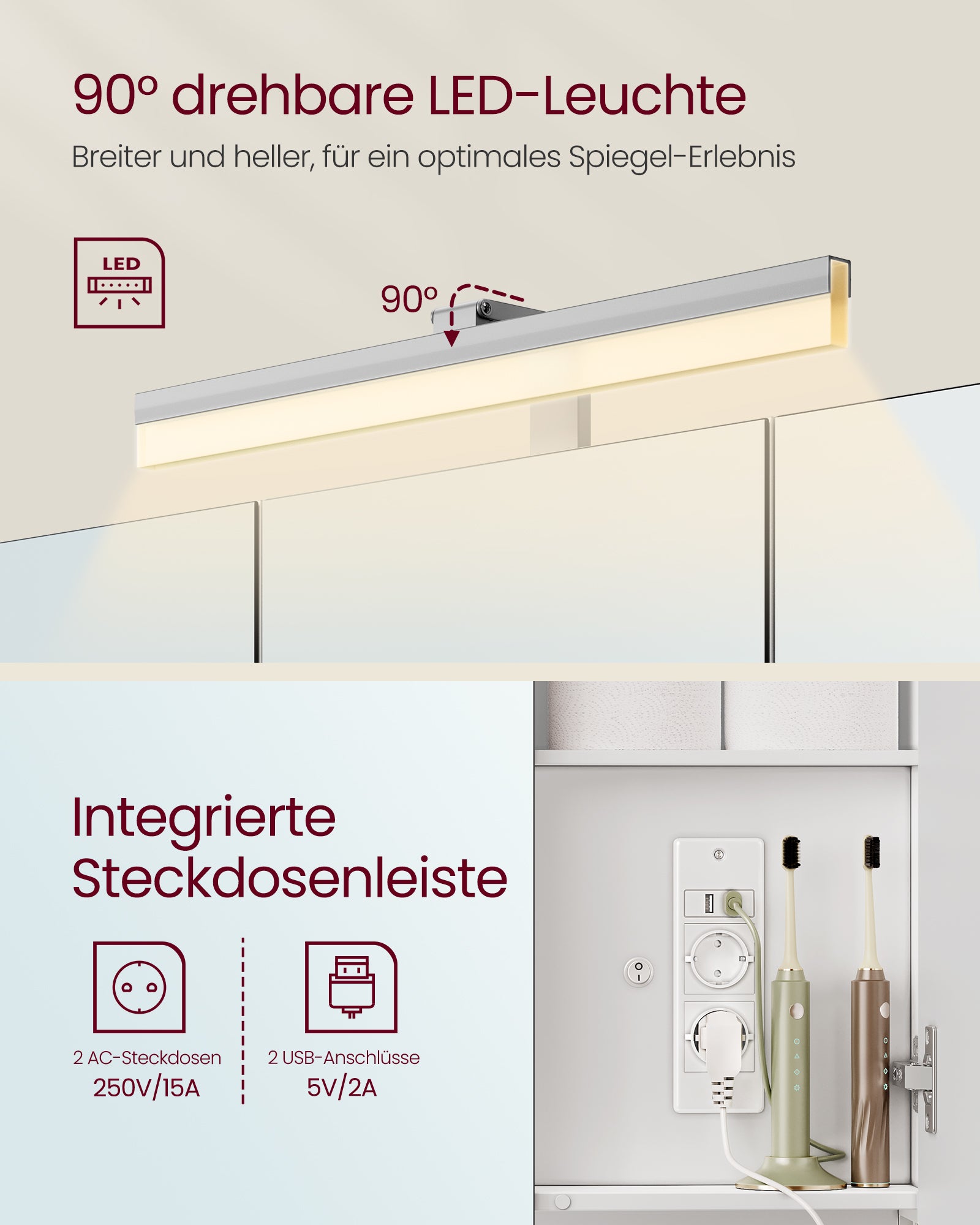 Badezimmermöbel mit 3 Türen - 16,5 x 90 x 75 cm - bewölktes Weiß