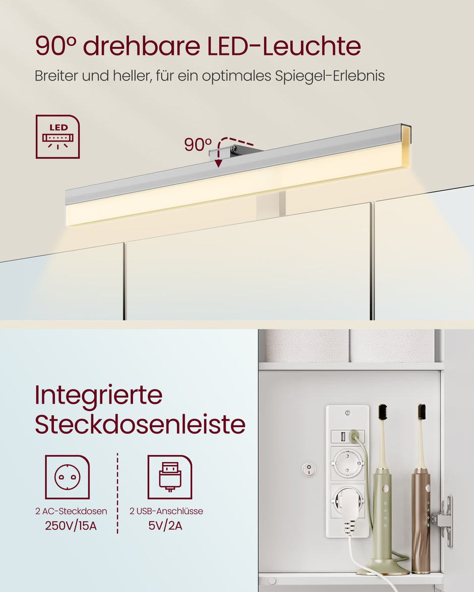 Badezimmermöbel mit 3 Türen - 16,5 x 90 x 75 cm - bewölktes Weiß