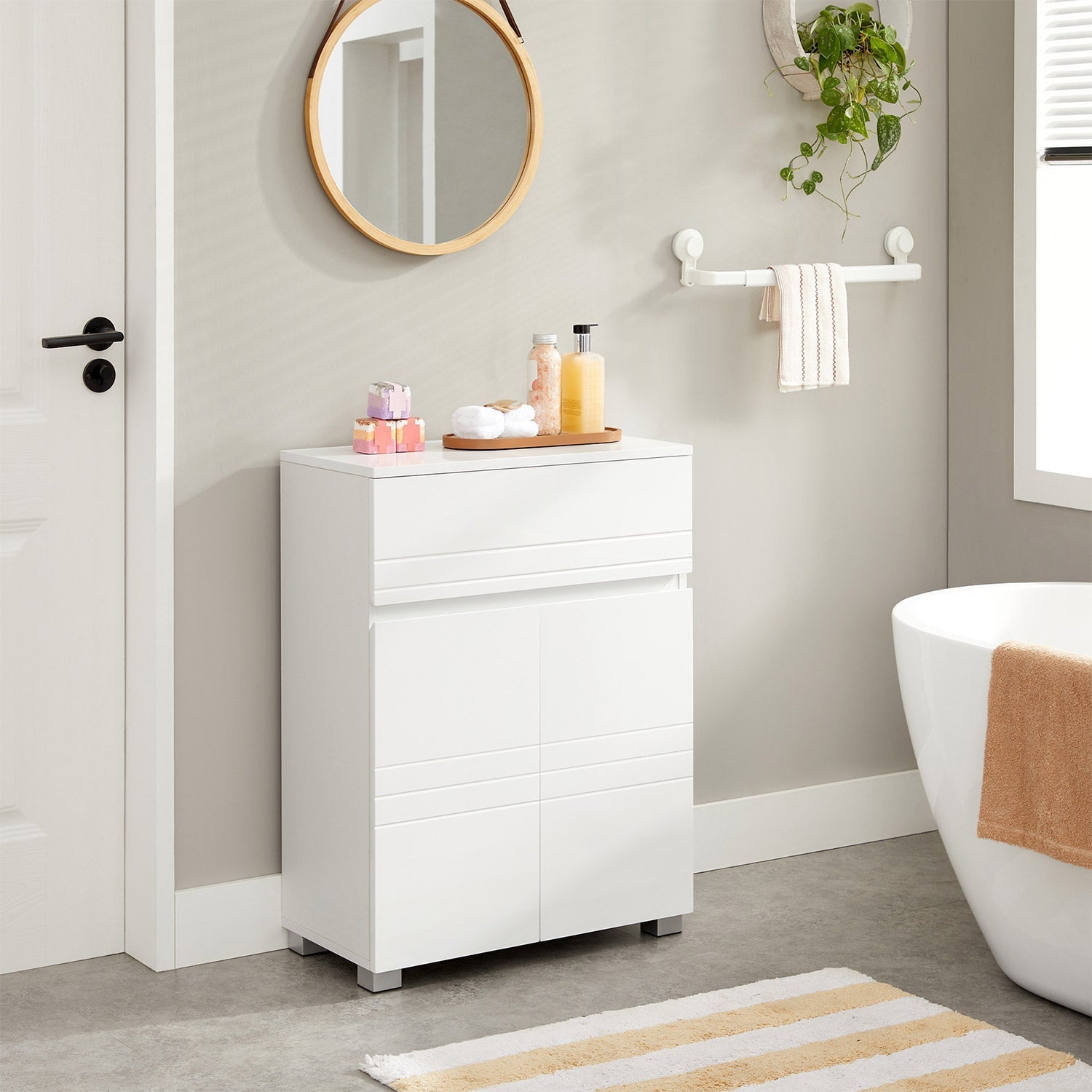 Badezimmerschrank - Sideboard mit Schublade - Weiß