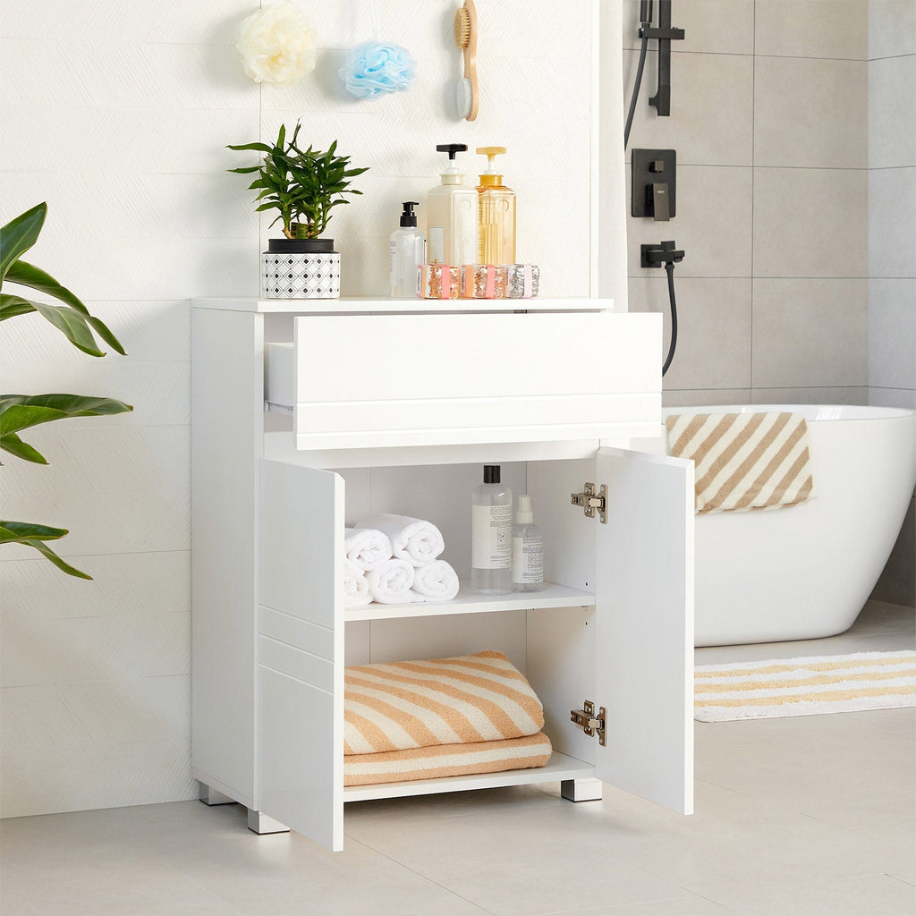 Badezimmerschrank - Sideboard mit Schublade - Weiß