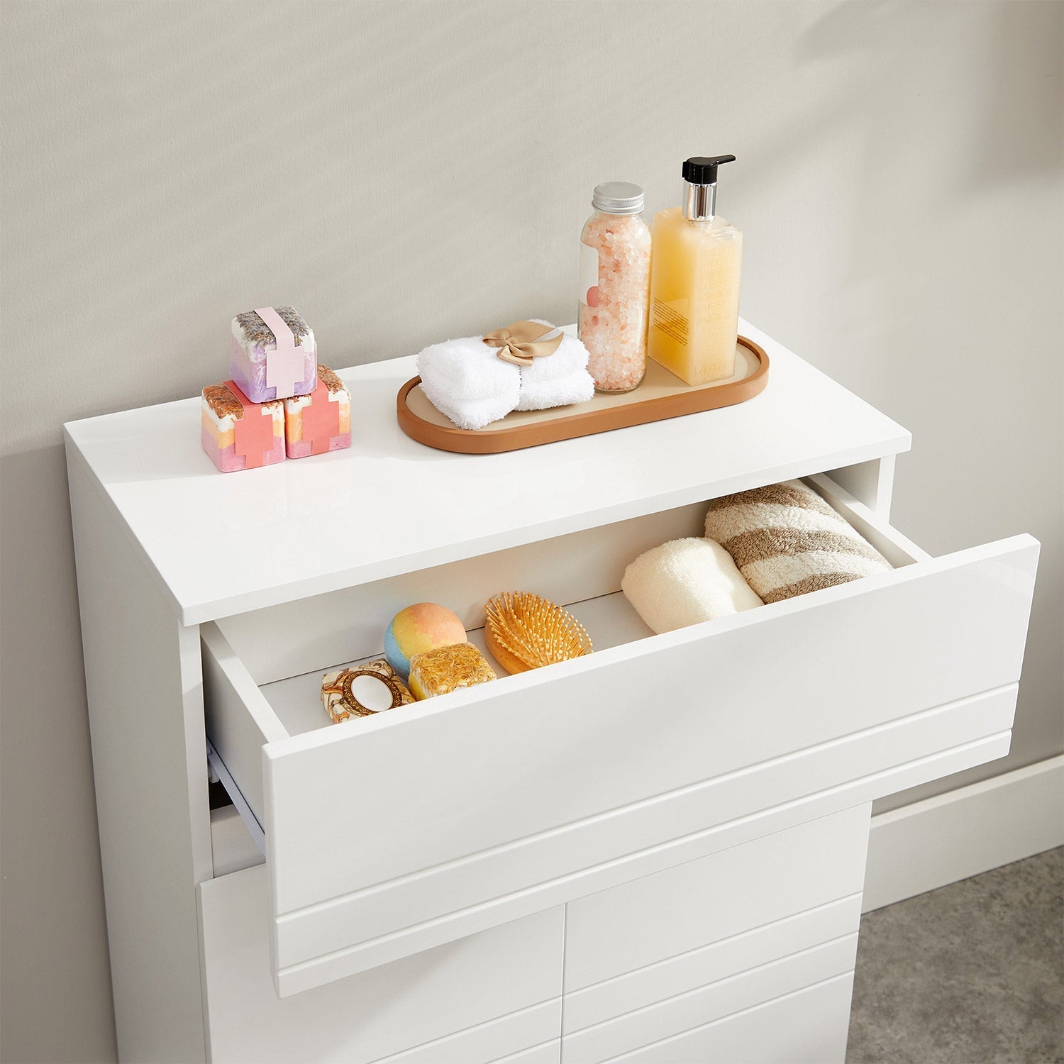 Badezimmerschrank - Sideboard mit Schublade - Weiß
