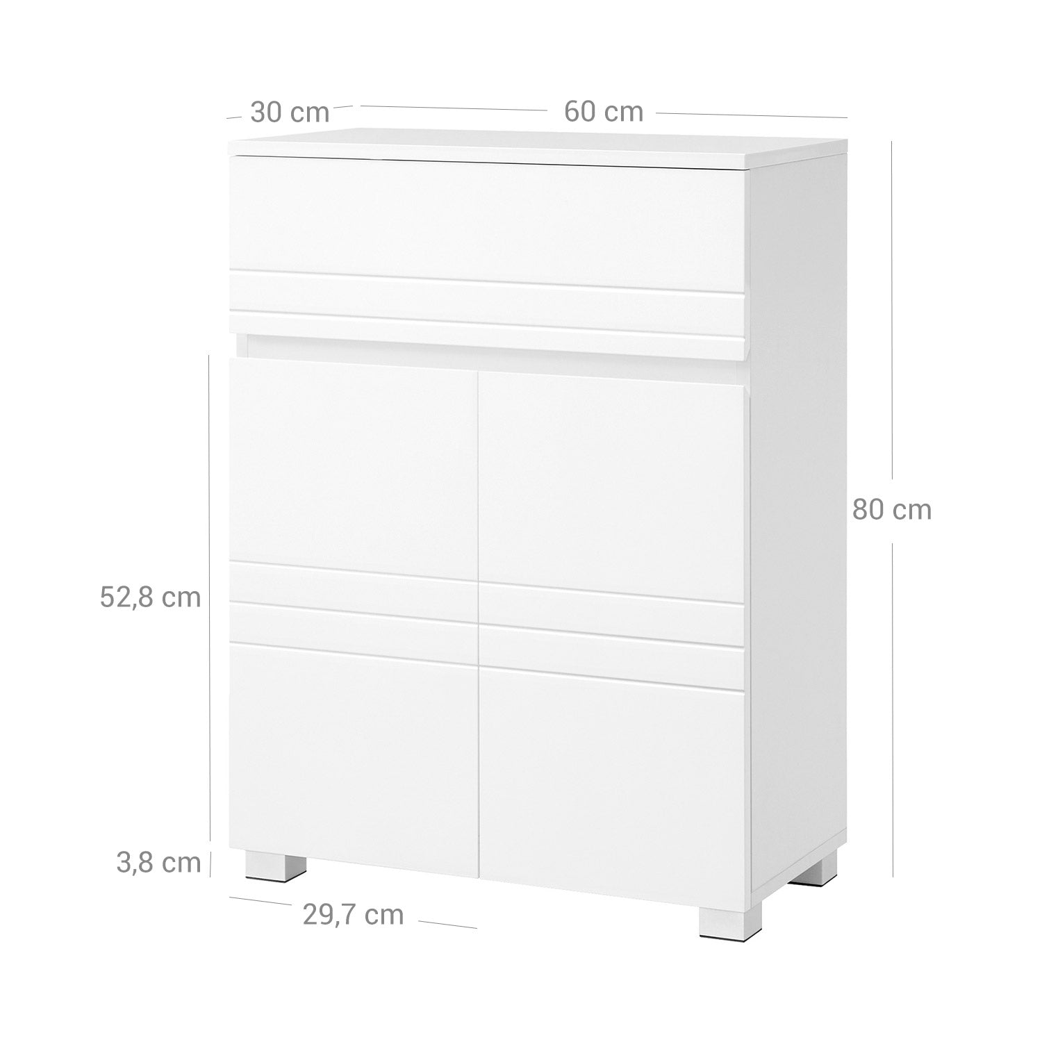 Badezimmerschrank - Sideboard mit Schublade - Weiß