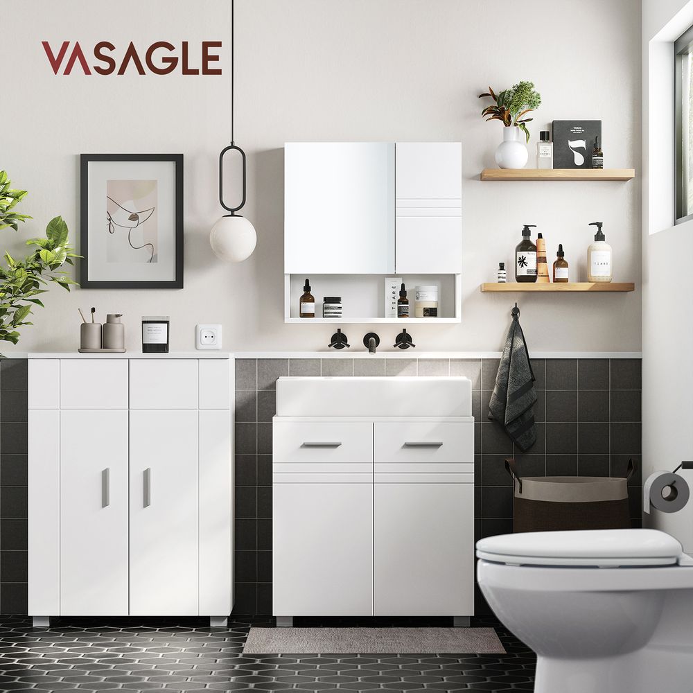 Badezimmermöbel - Badezimmerschrank - mit offenen Türen - Weiß