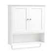 Wandkast - 20 x 56 x 60 cm - Wolkenwit - Verstelbare plank - 2 deuren - Met handdoekrek - Max. draagvermogen 44 kg