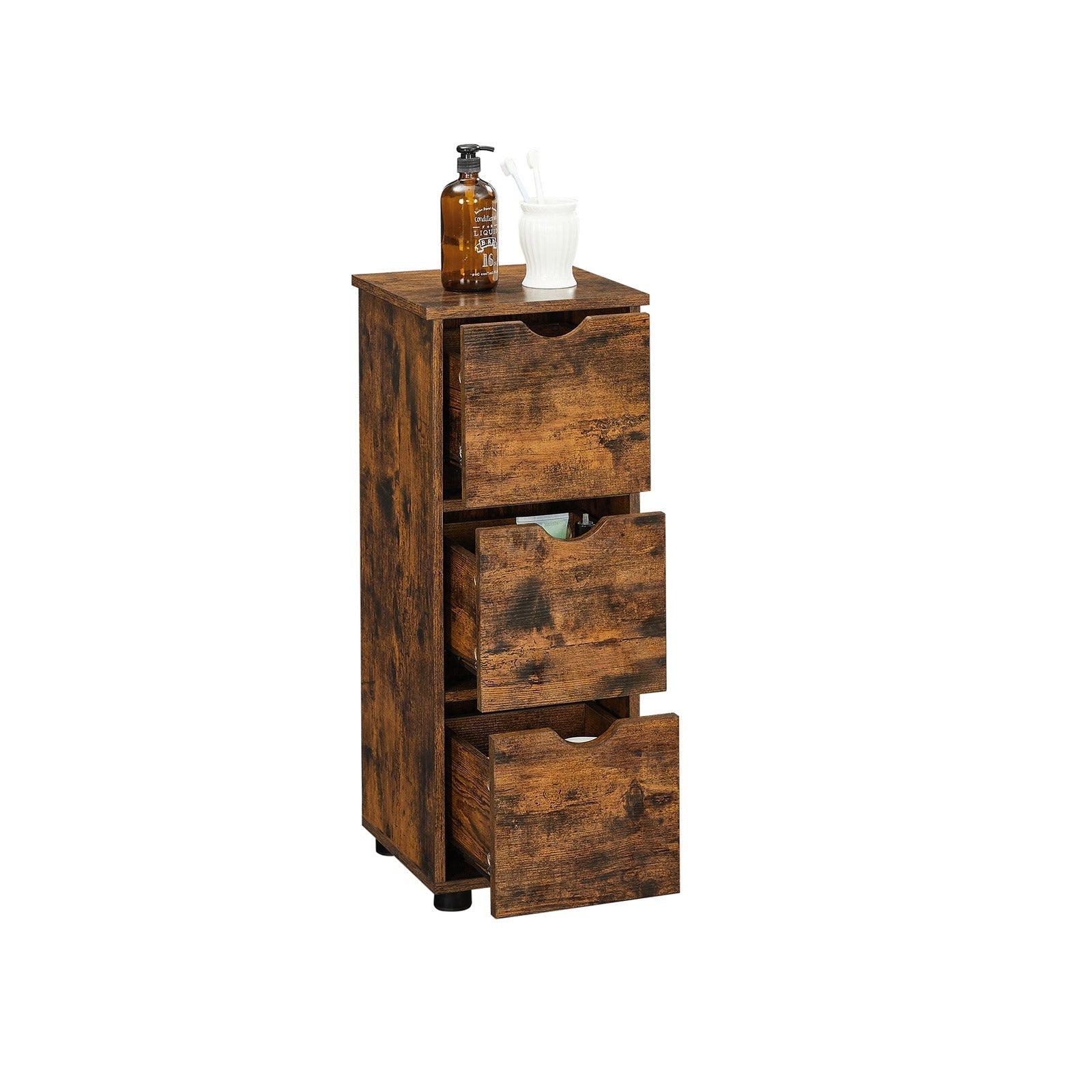 Bathroom cabinet - chest of drawers - 3 drawers - vintage brown