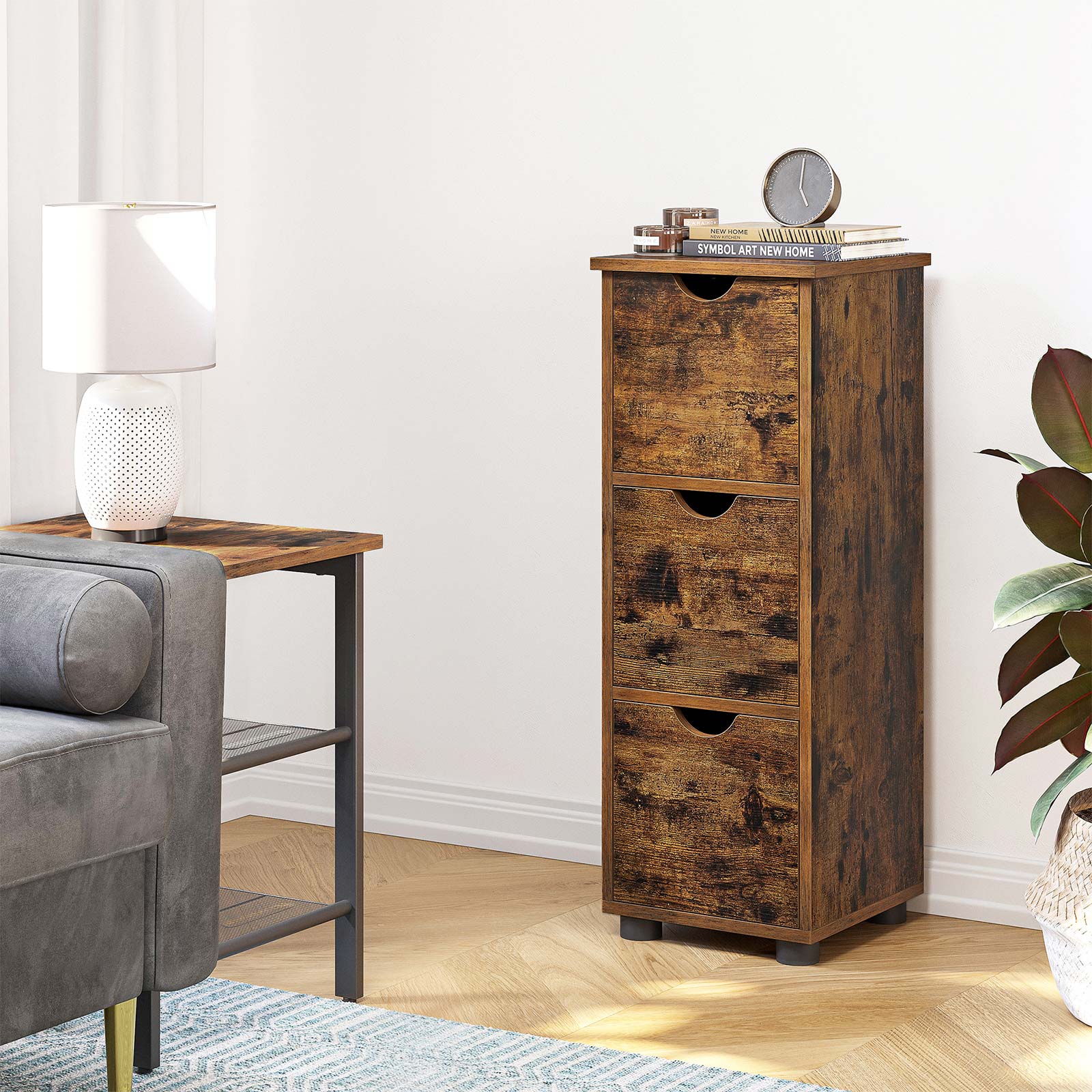 Bathroom cabinet - chest of drawers - 3 drawers - vintage brown