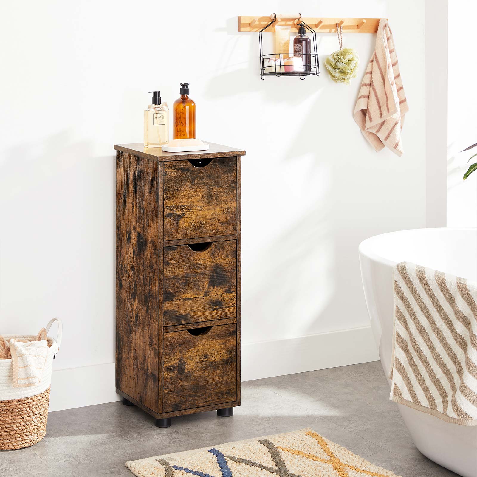 Bathroom cabinet - chest of drawers - 3 drawers - vintage brown