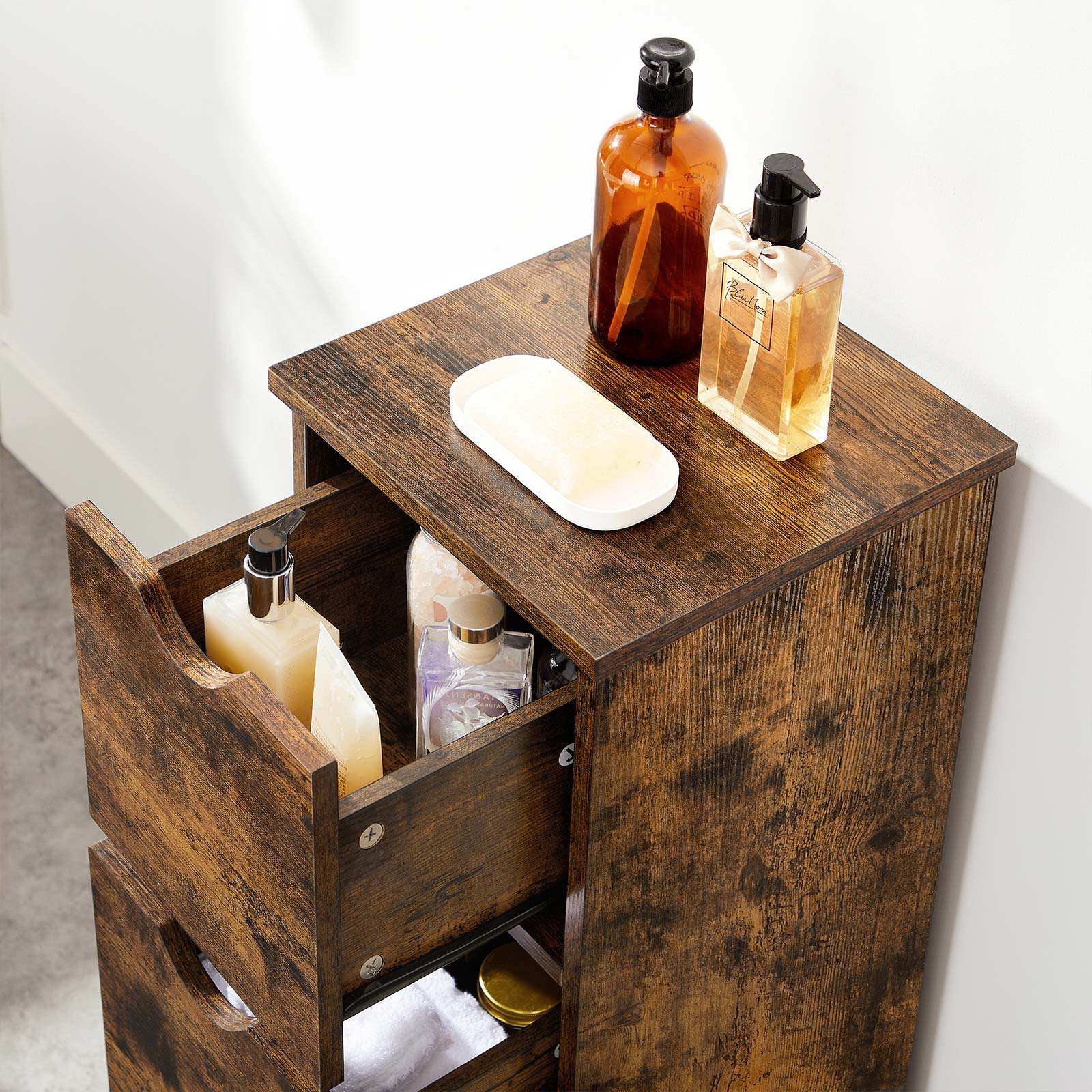 Bathroom cabinet - chest of drawers - 3 drawers - vintage brown