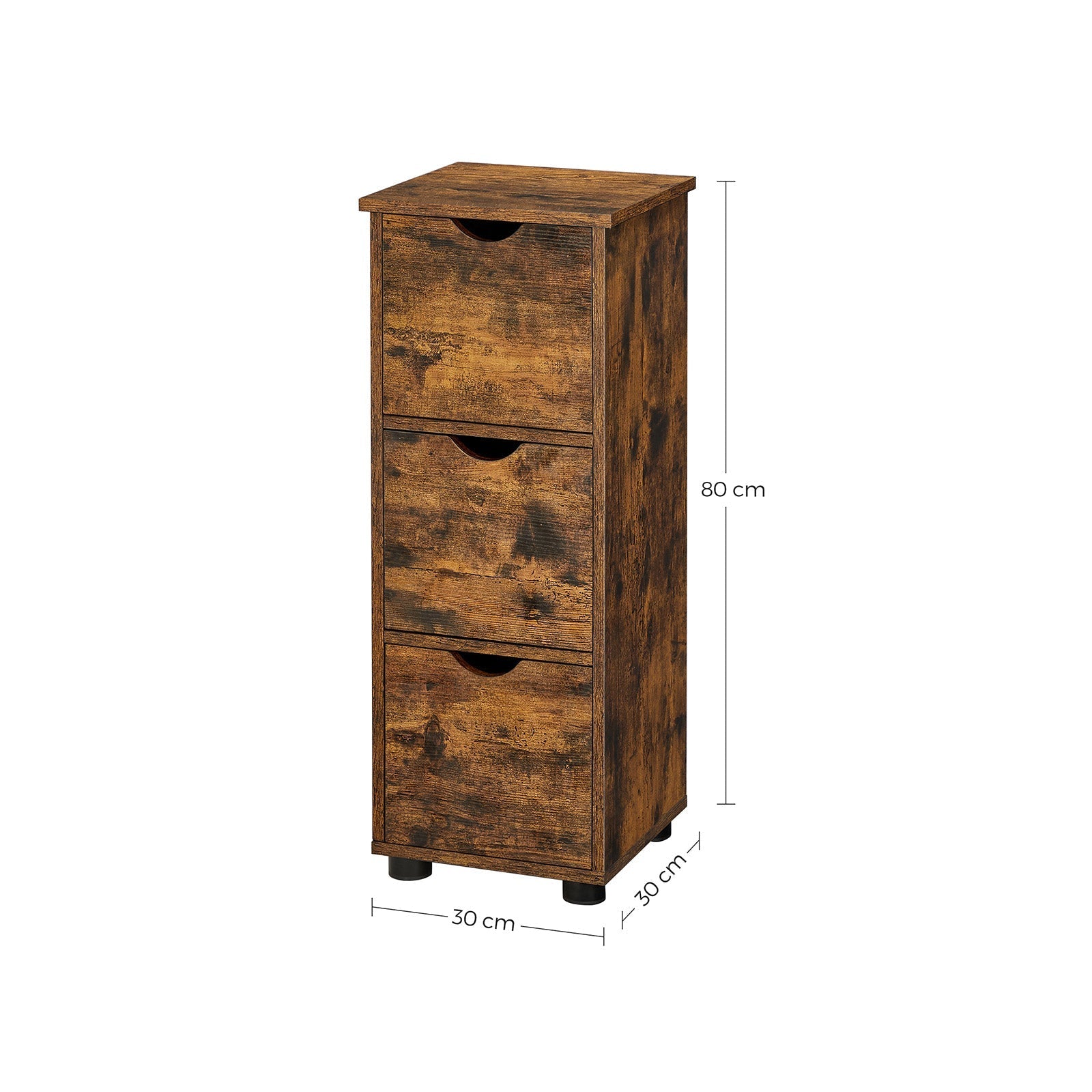 Bathroom cabinet - chest of drawers - 3 drawers - vintage brown