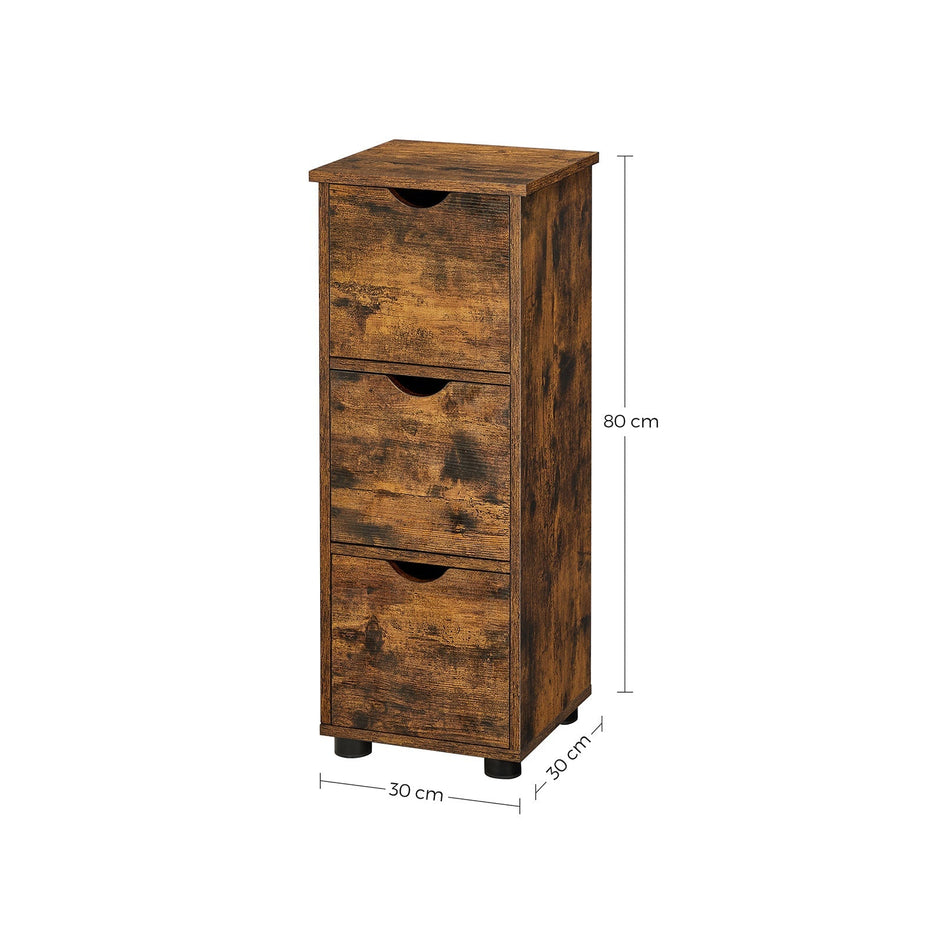 Bathroom cabinet - chest of drawers - 3 drawers - vintage brown