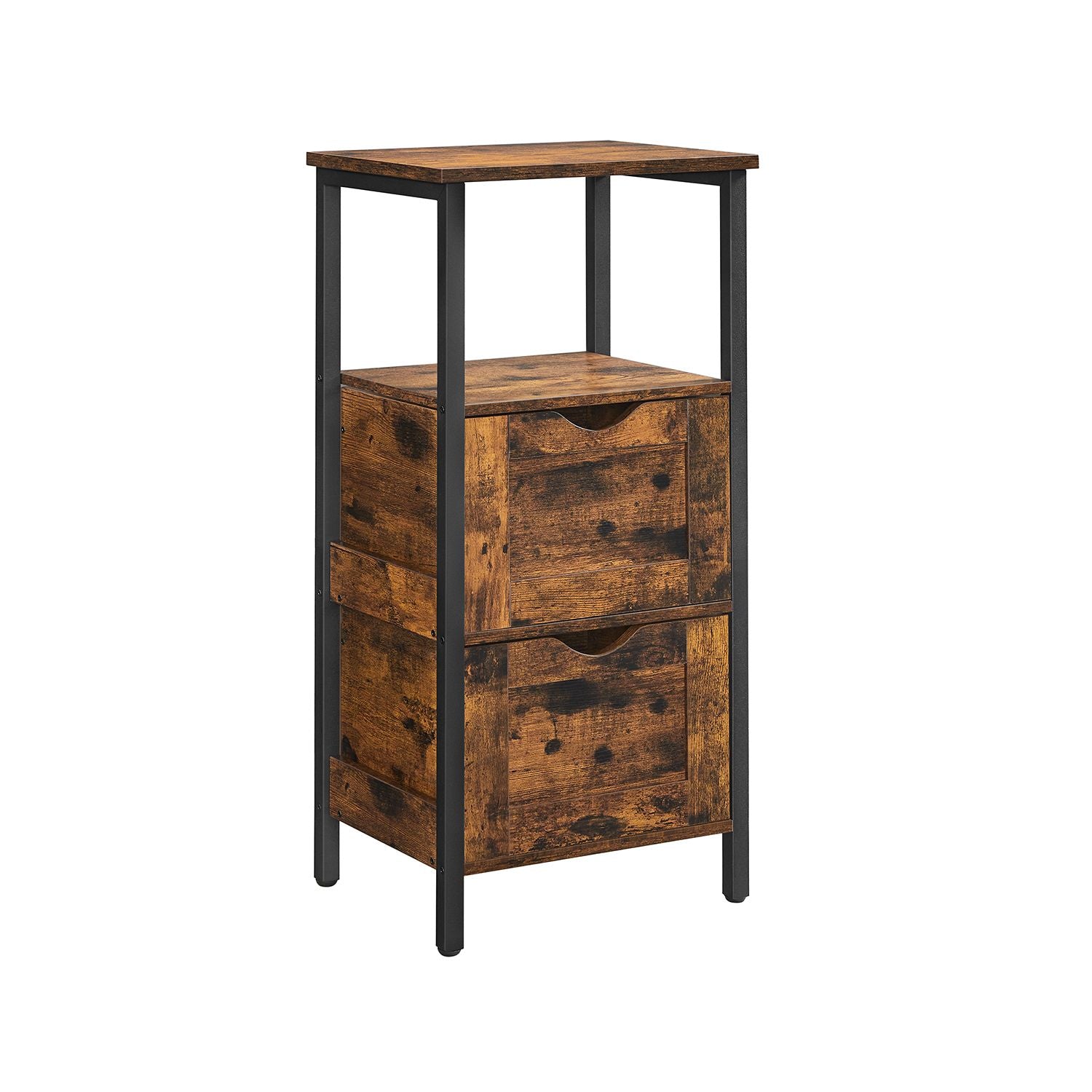 Badezimmerschrank - mit 2 Schubladen - Lagerschrank - Vintage Brown / Schwarz