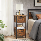 Badezimmerschrank - mit 2 Schubladen - Lagerschrank - Vintage Brown / Schwarz