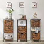 Badezimmerschrank - mit 2 Schubladen - Lagerschrank - Vintage Brown / Schwarz