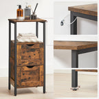 Badezimmerschrank - mit 2 Schubladen - Lagerschrank - Vintage Brown / Schwarz