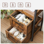Badezimmerschrank - mit 2 Schubladen - Lagerschrank - Vintage Brown / Schwarz