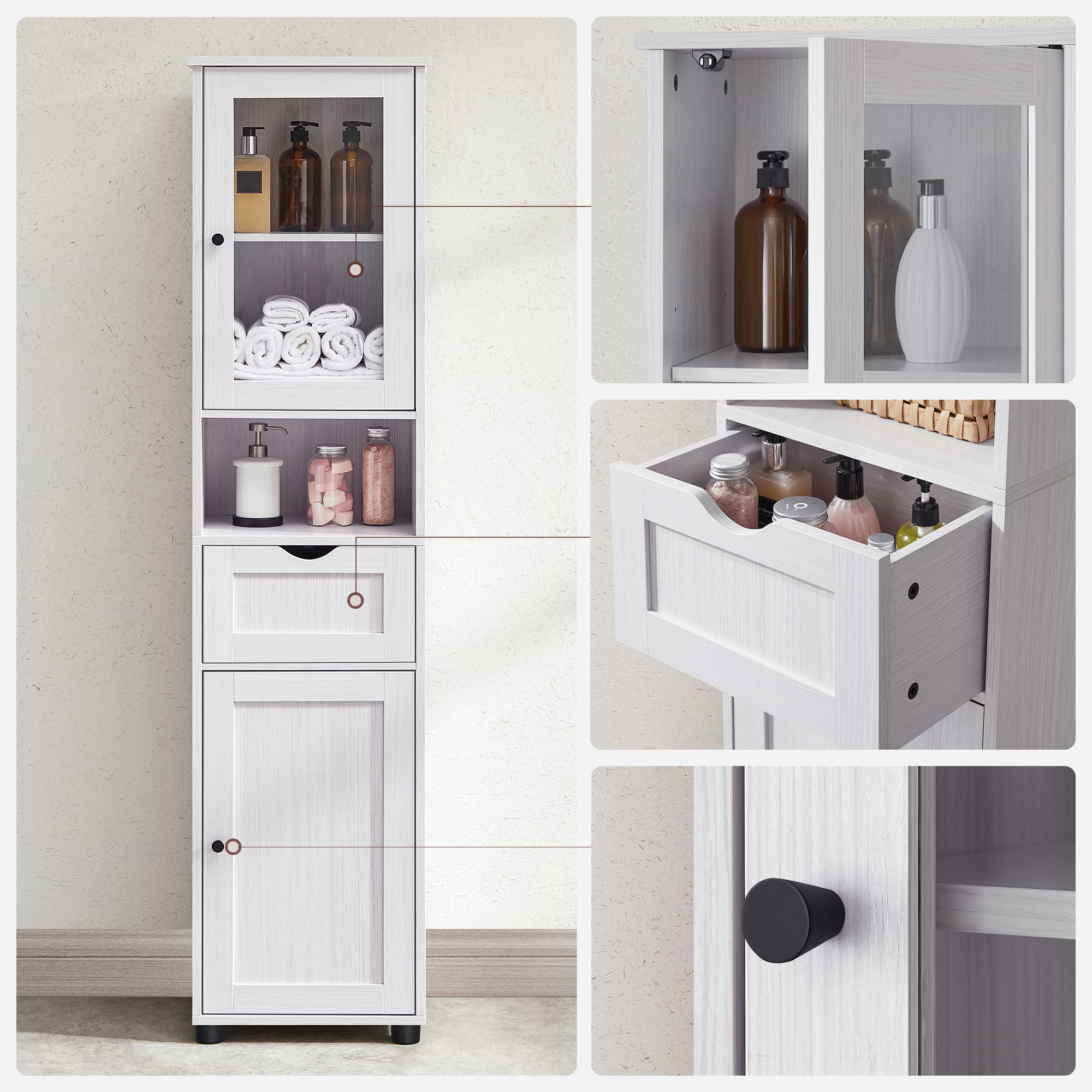 Badezimmerschrank - Lagerschrank - Küchenschrank - Wohnzimmerschrank - Weiß
