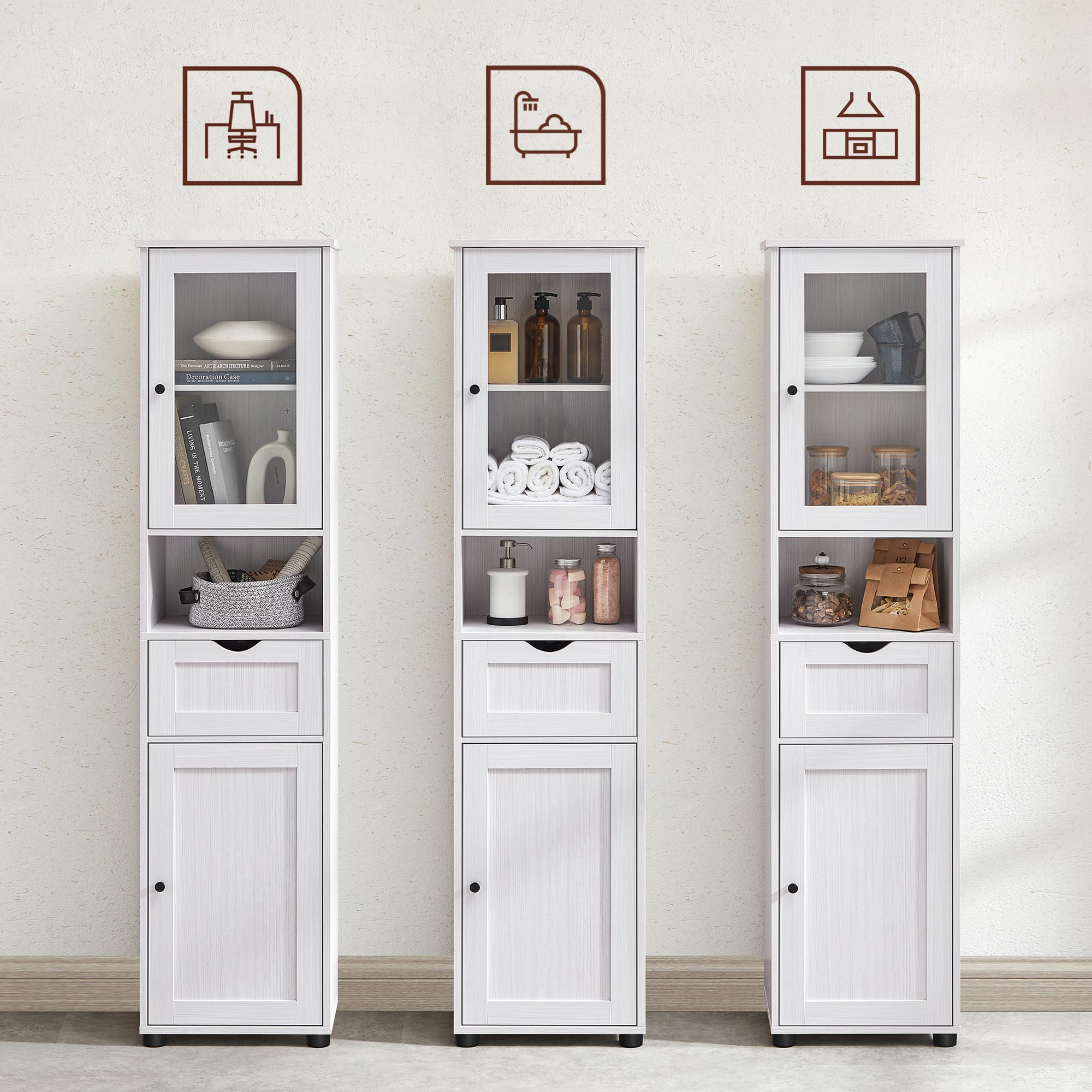 Badezimmerschrank - Lagerschrank - Küchenschrank - Wohnzimmerschrank - Weiß