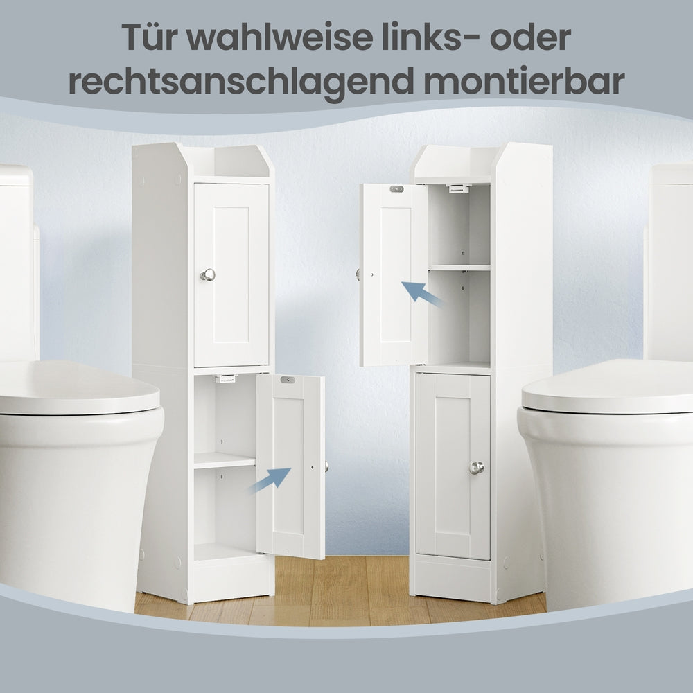 Kast - 20 x 18 x 80 cm - met verstelbare planken - Wit - maximaal 25 kg draagkracht