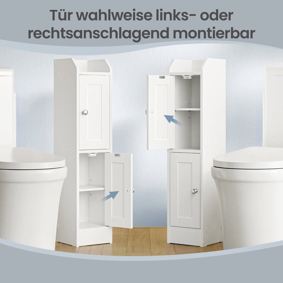 Kast - 20 x 18 x 80 cm - met verstelbare planken - Wit - maximaal 25 kg draagkracht