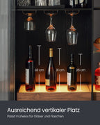 Weinschrank - Getränkeschrank - mit Beleuchtung und Kanalglasetür - Holz - schwarz