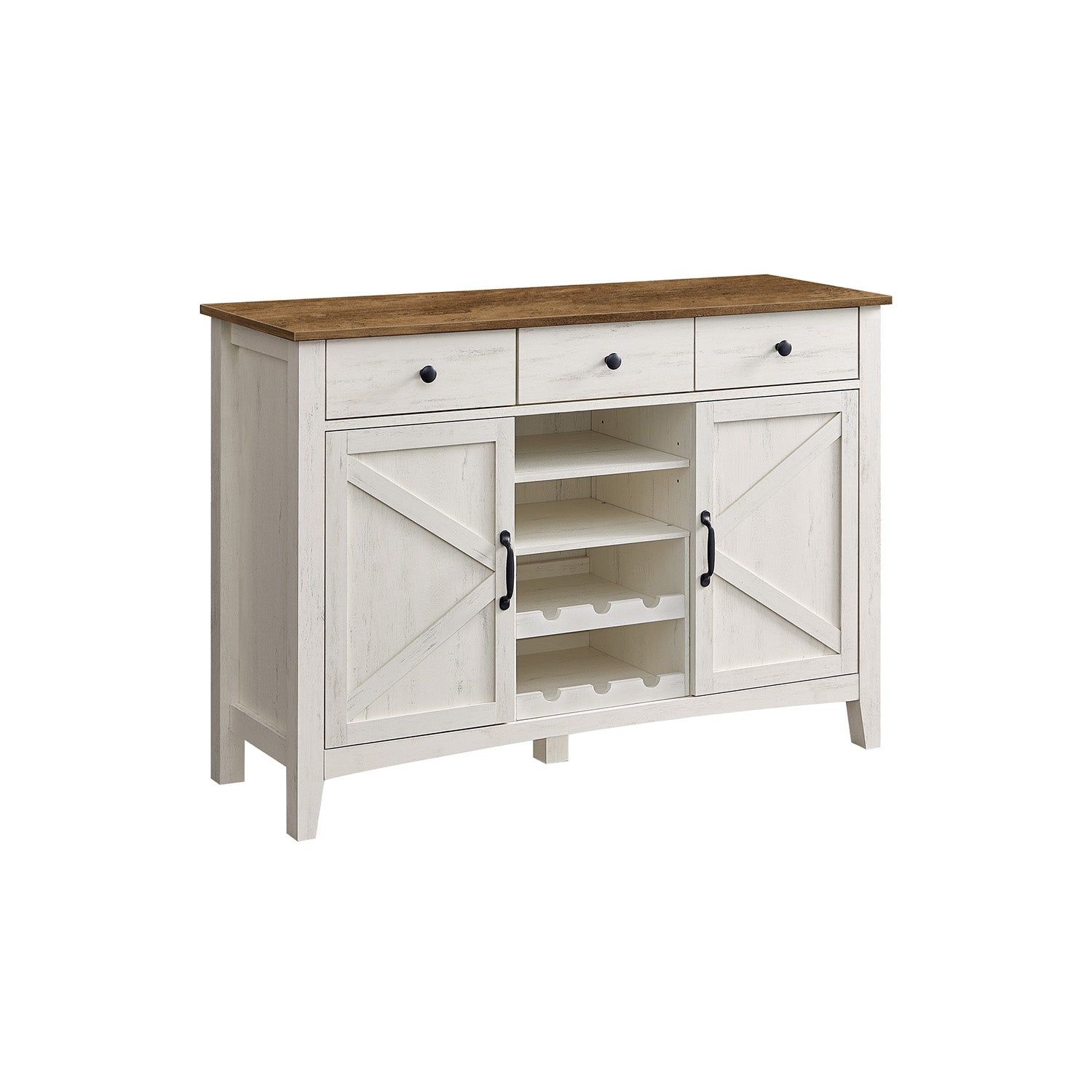 Küchenschrank mit Weinregal Vintage weißer Honigbraun