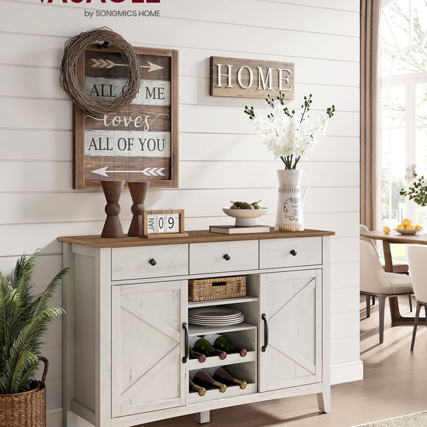 Küchenschrank mit Weinregal Vintage weißer Honigbraun