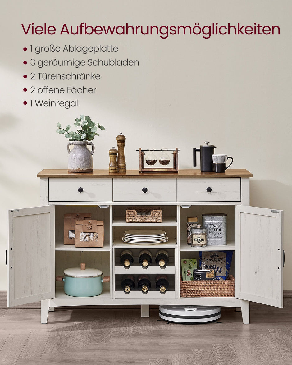 Küchenschrank mit Weinregal Vintage weißer Honigbraun