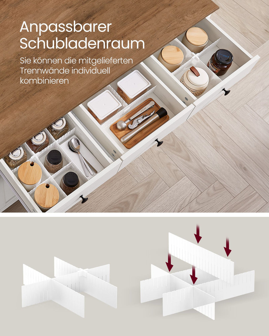 Küchenschrank mit Weinregal Vintage weißer Honigbraun