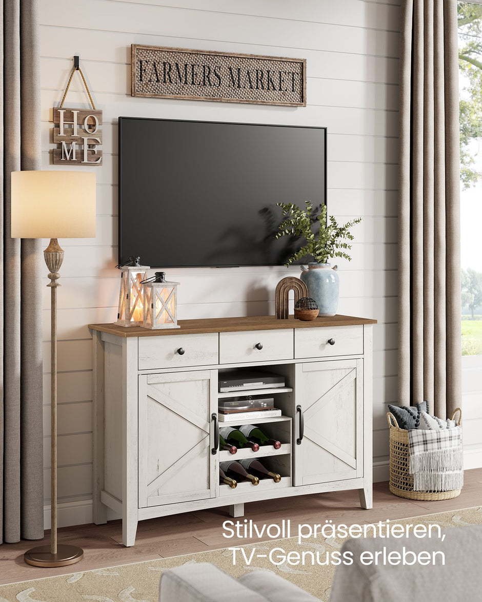 Küchenschrank mit Weinregal Vintage weißer Honigbraun