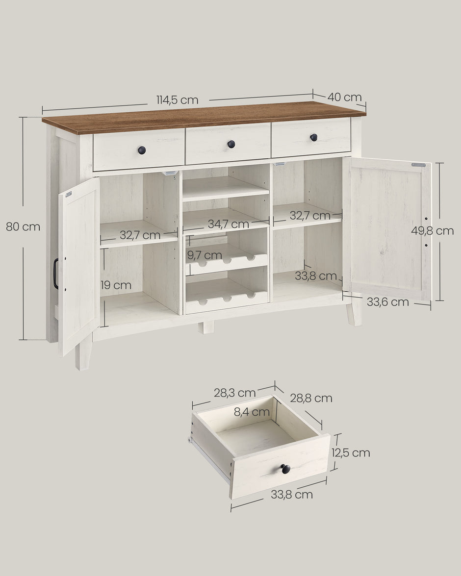 Küchenschrank mit Weinregal Vintage weißer Honigbraun