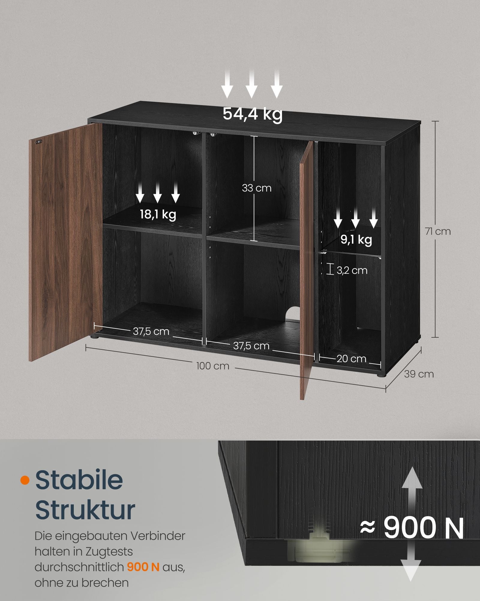 Sideboard - mit Beleuchtungs- und Toolless -Technologie