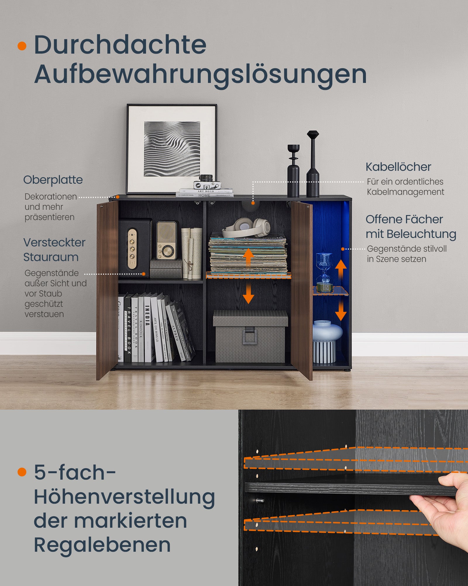 Sideboard - mit Beleuchtungs- und Toolless -Technologie