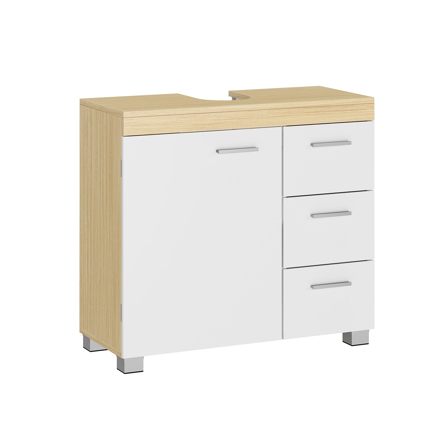 Waschbecken Möbel - Badezimmermöbel - mit 3 Schubladen - Weiß