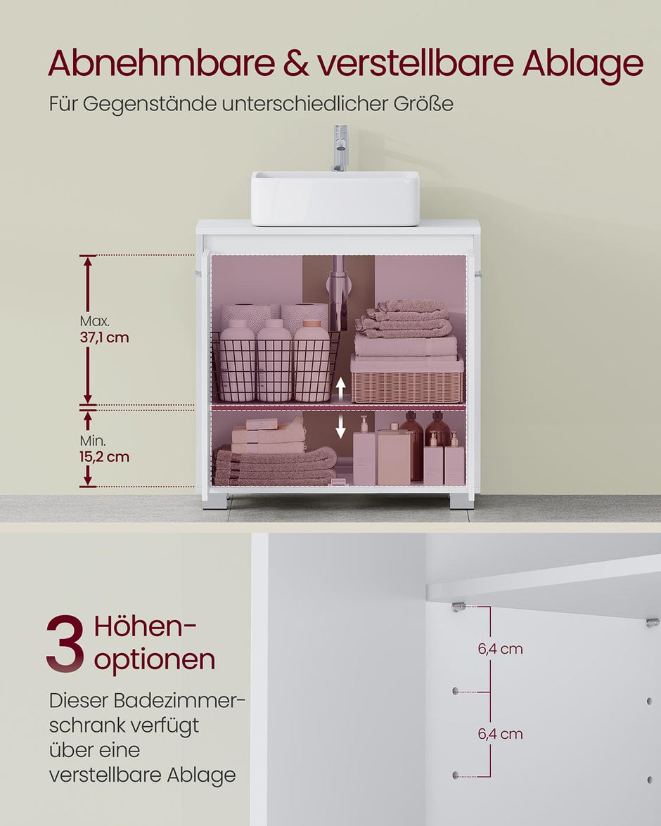 Waschbeckenmöbel mit Fächern und Beinen
