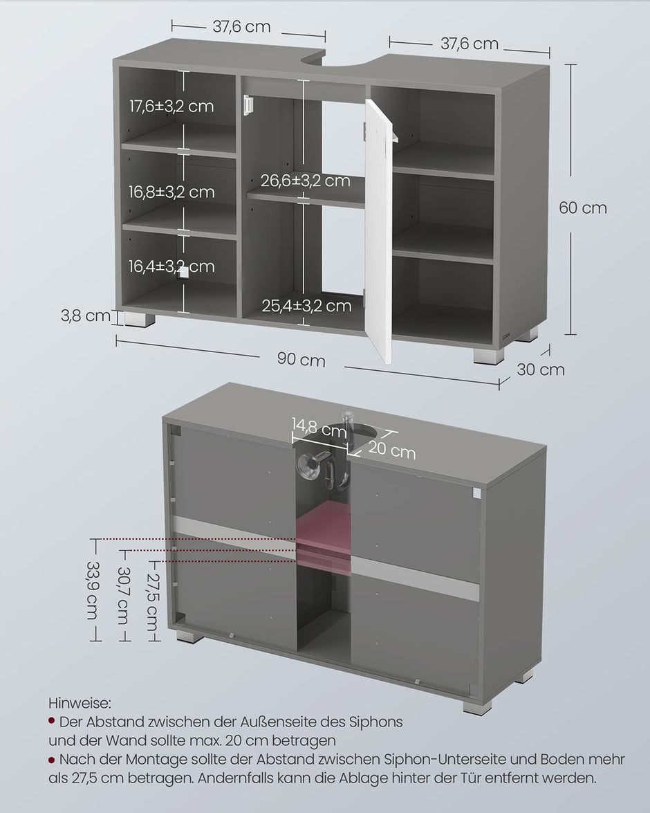 Badezimmermöbel - Verstellbare Regale