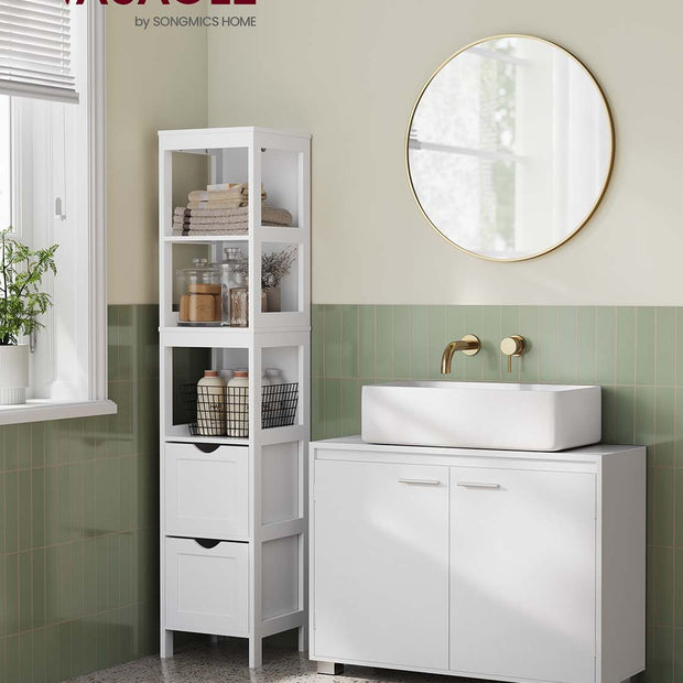 Waschbeckenmöbel mit Türen und Fächern