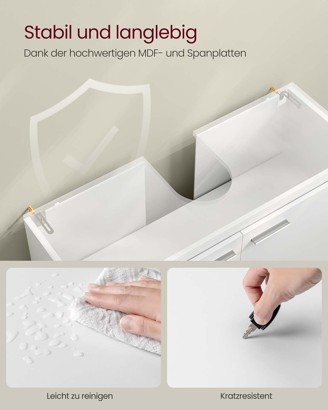 Waschbeckenmöbel mit Türen und Fächern