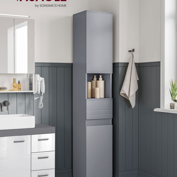 Badezimmerschrank - 30 × 30 × 170 cm - mystisches Grau