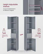 Badezimmerschrank - 30 × 30 × 170 cm - mystisches Grau