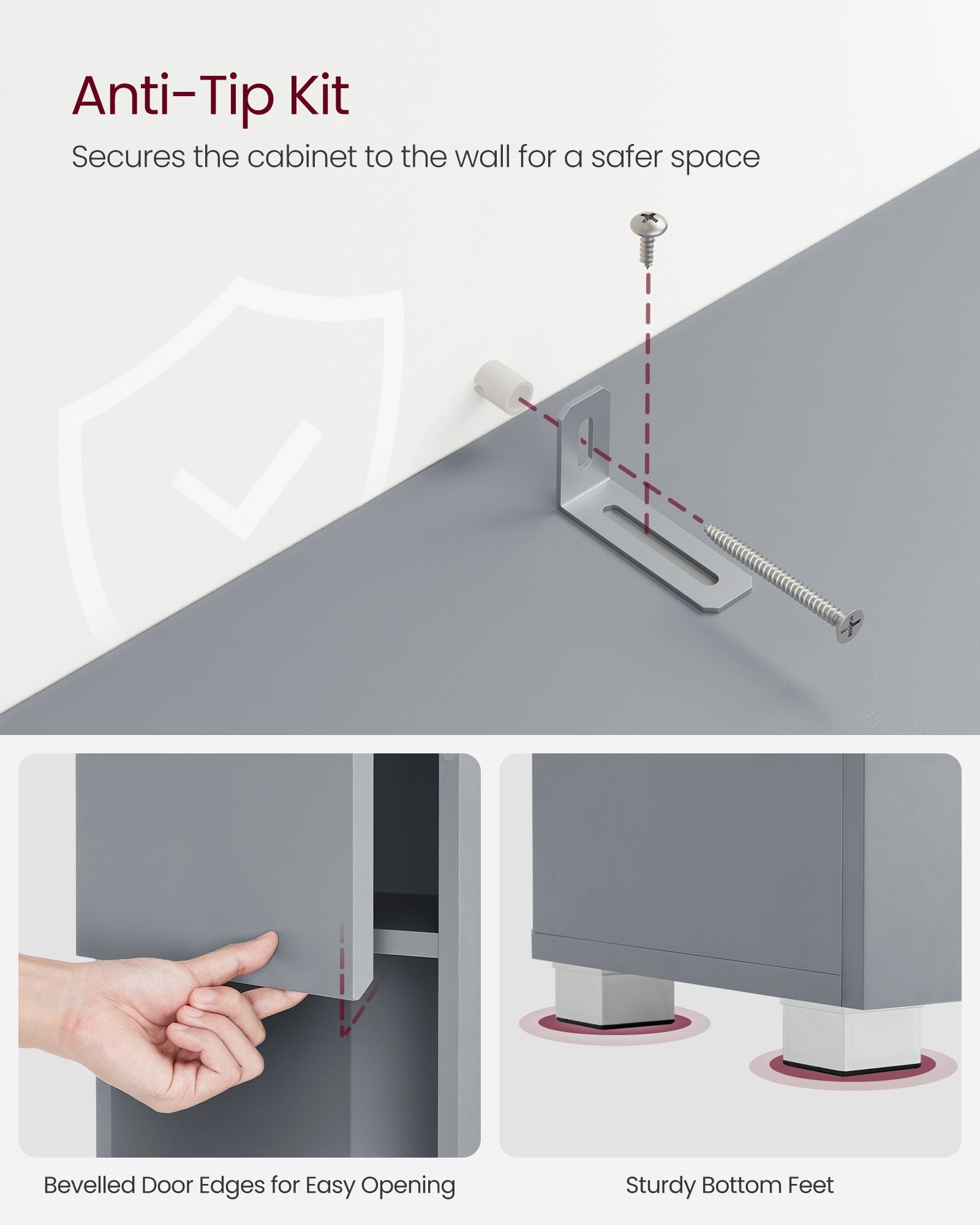 Badezimmerschrank - 30 × 30 × 170 cm - mystisches Grau