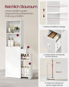 Badezimmerschrank - hoch und schmal - klassisches Weiß